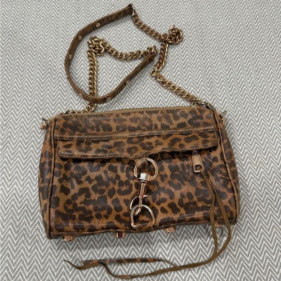 Rebecca Minkoff Leopard Print Crossbody Bag with Chain Strap - Picture 1 of 6